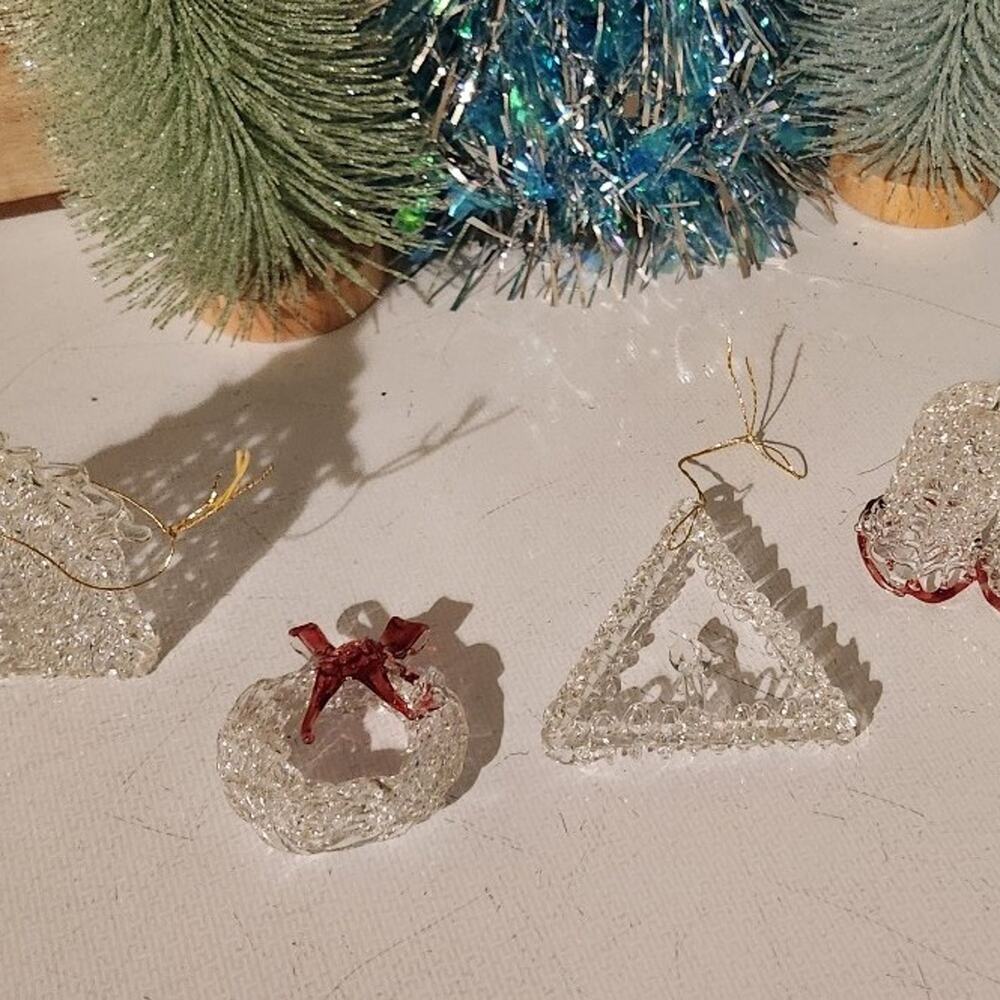 Ornaments vintage antique glass Christmas holiday 4 wreath house bells candle